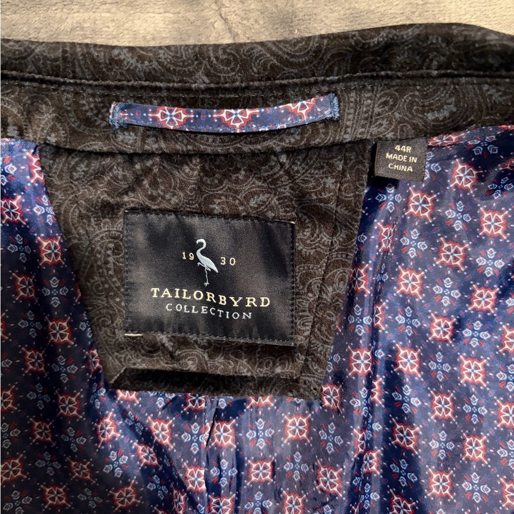 Tailorbyrd Elegant Midnight Blue Velvet Paisley Mens Blazer - Picture 4 of 4